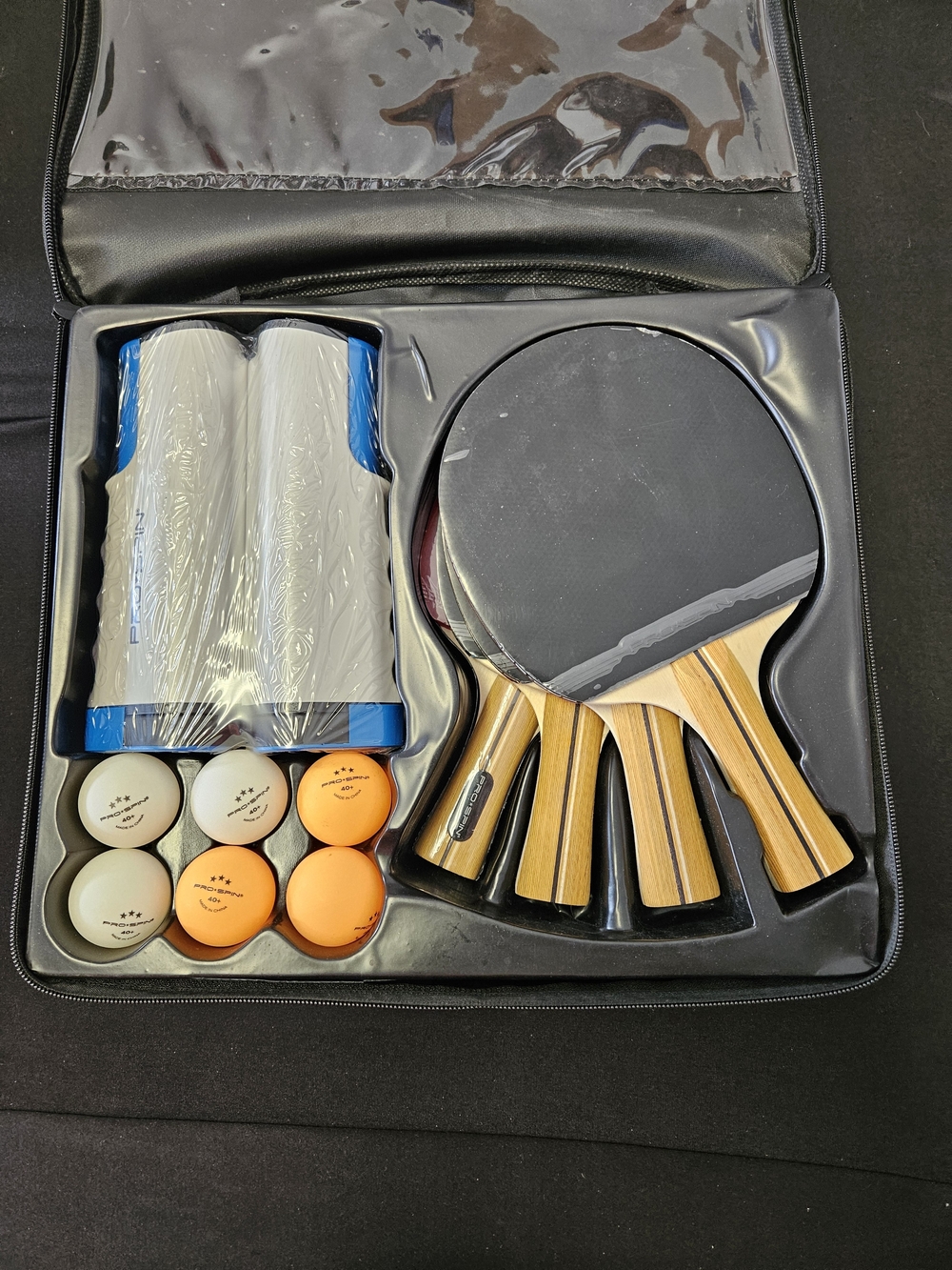 PRO-SPIN All-in-One Portable Ping Pong Paddles Table Tennis Set - NEW